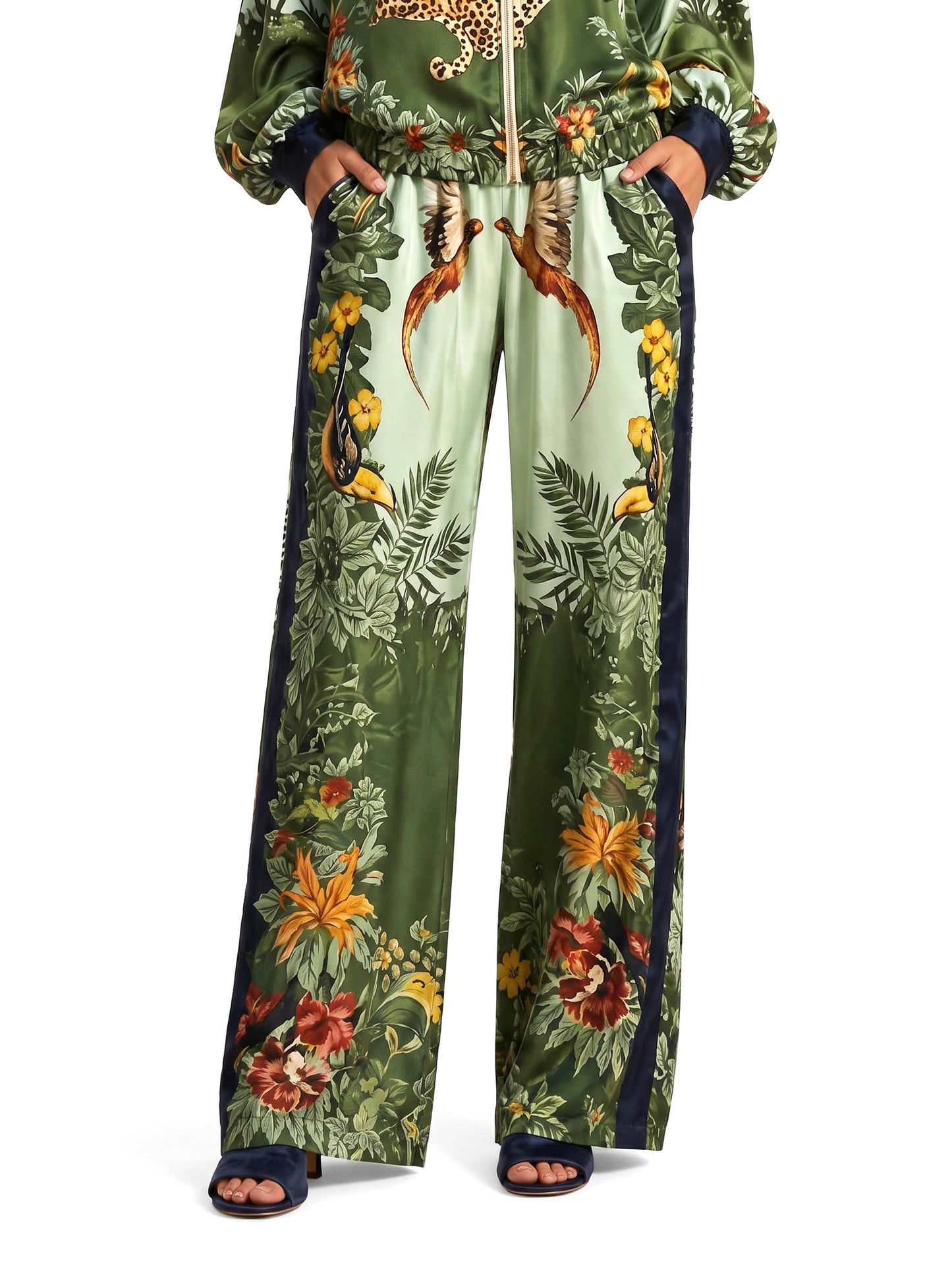 Exotic Jungle Print Zip-Up Long Sleeve Shirt