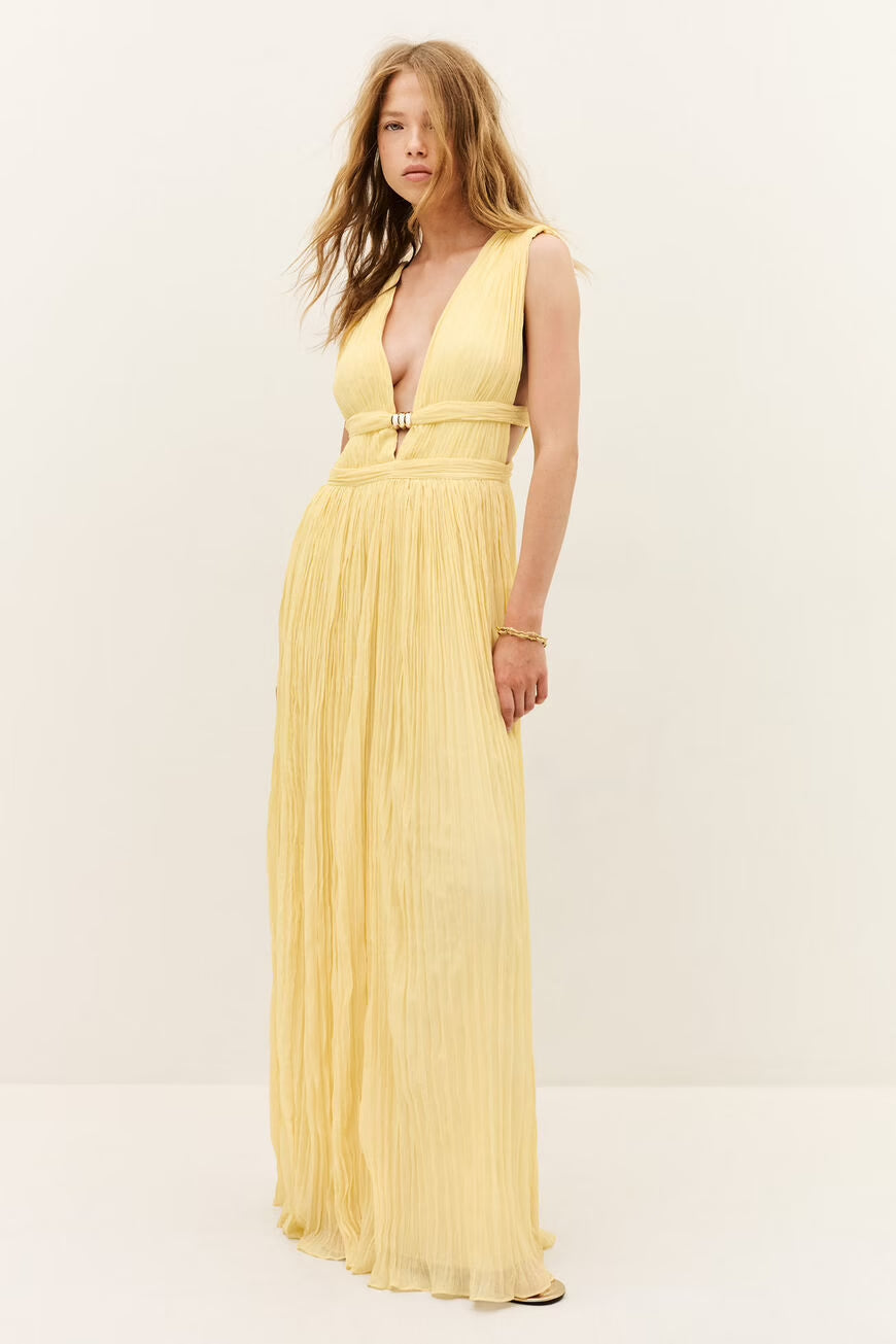 Deep V-Neck Maxi Dress