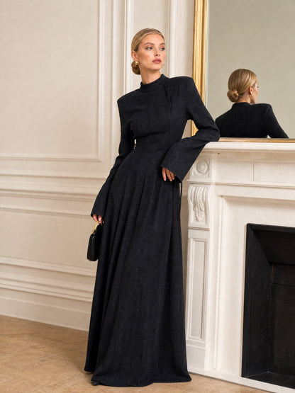 Elegant Stand Collar Long Sleeve Top & Pant Two-Piece Set