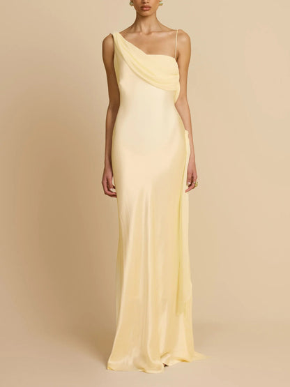Elegant Satin One-Shoulder Mermaid Maxi Dress