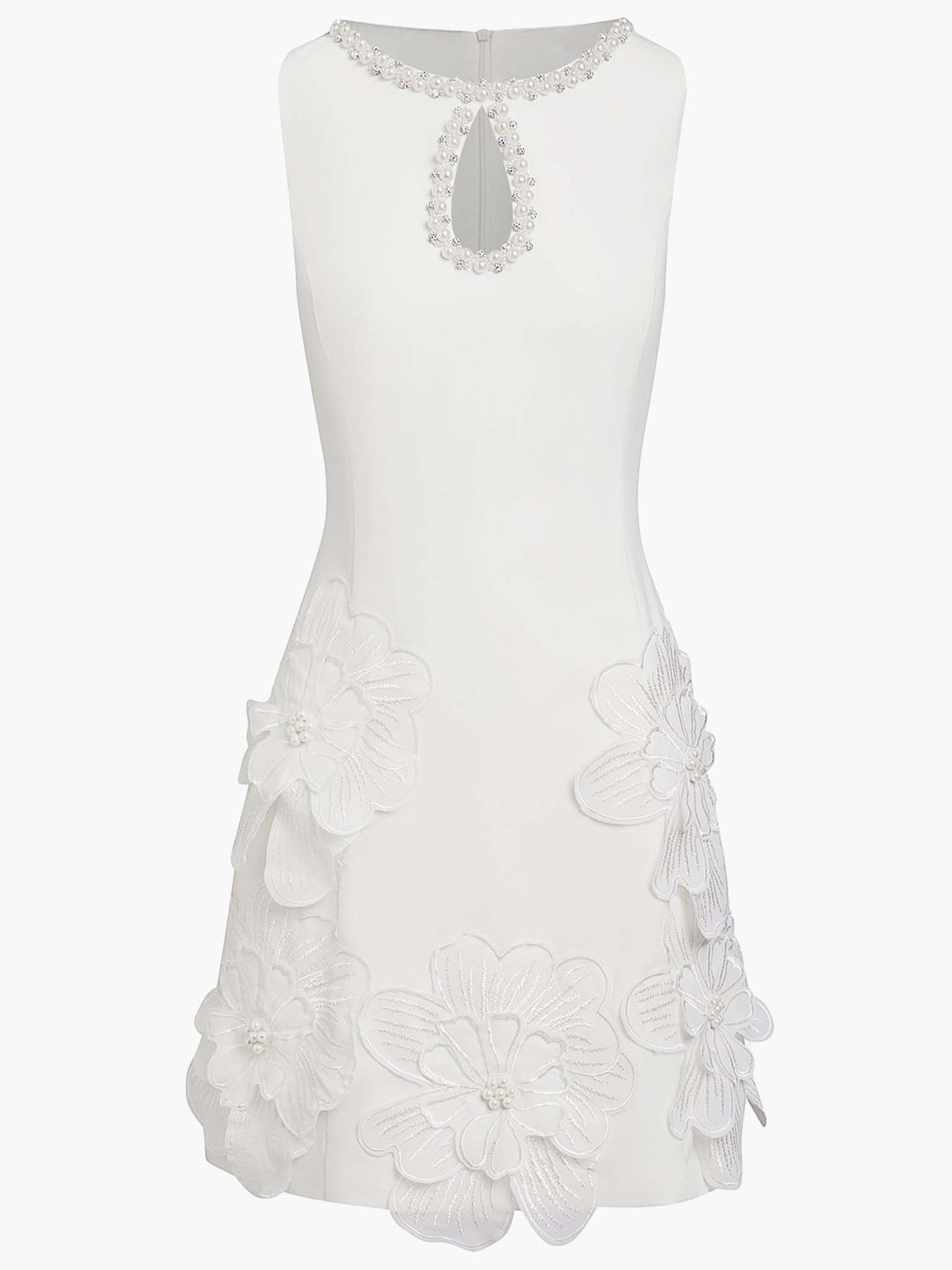 Elegant Floral Sleeveless Keyhole Mini Dress