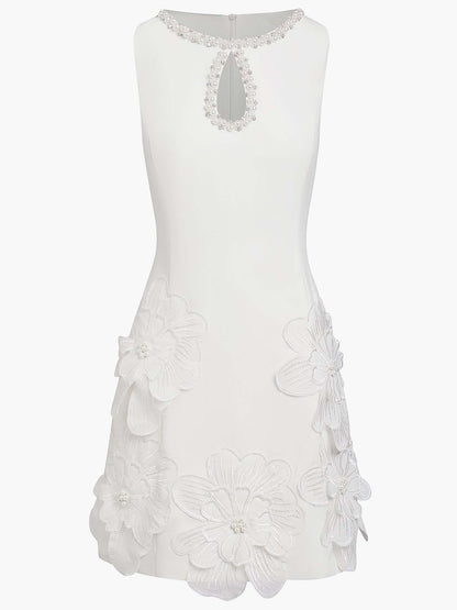 Elegant Floral Sleeveless Keyhole Mini Dress