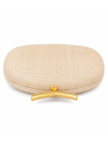 Fashion Half-Moon Woven Straw Clutch Bag