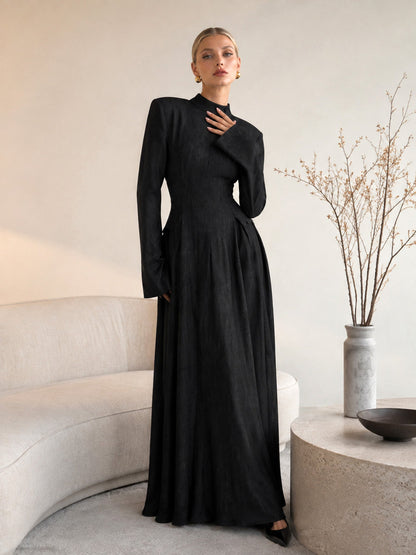 Elegant Stand Collar Long Sleeve Top & Pant Two-Piece Set