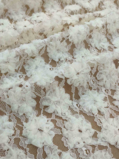 Elegant Floral Textured Puff Sleeve Midi Dress