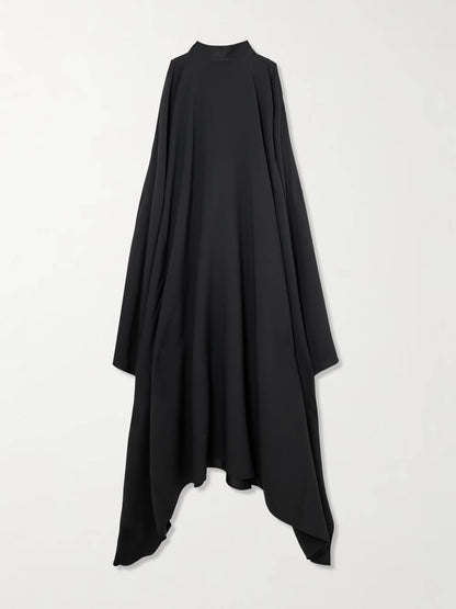 Elegant High-Neck Sleeveless Draped Midi Dress