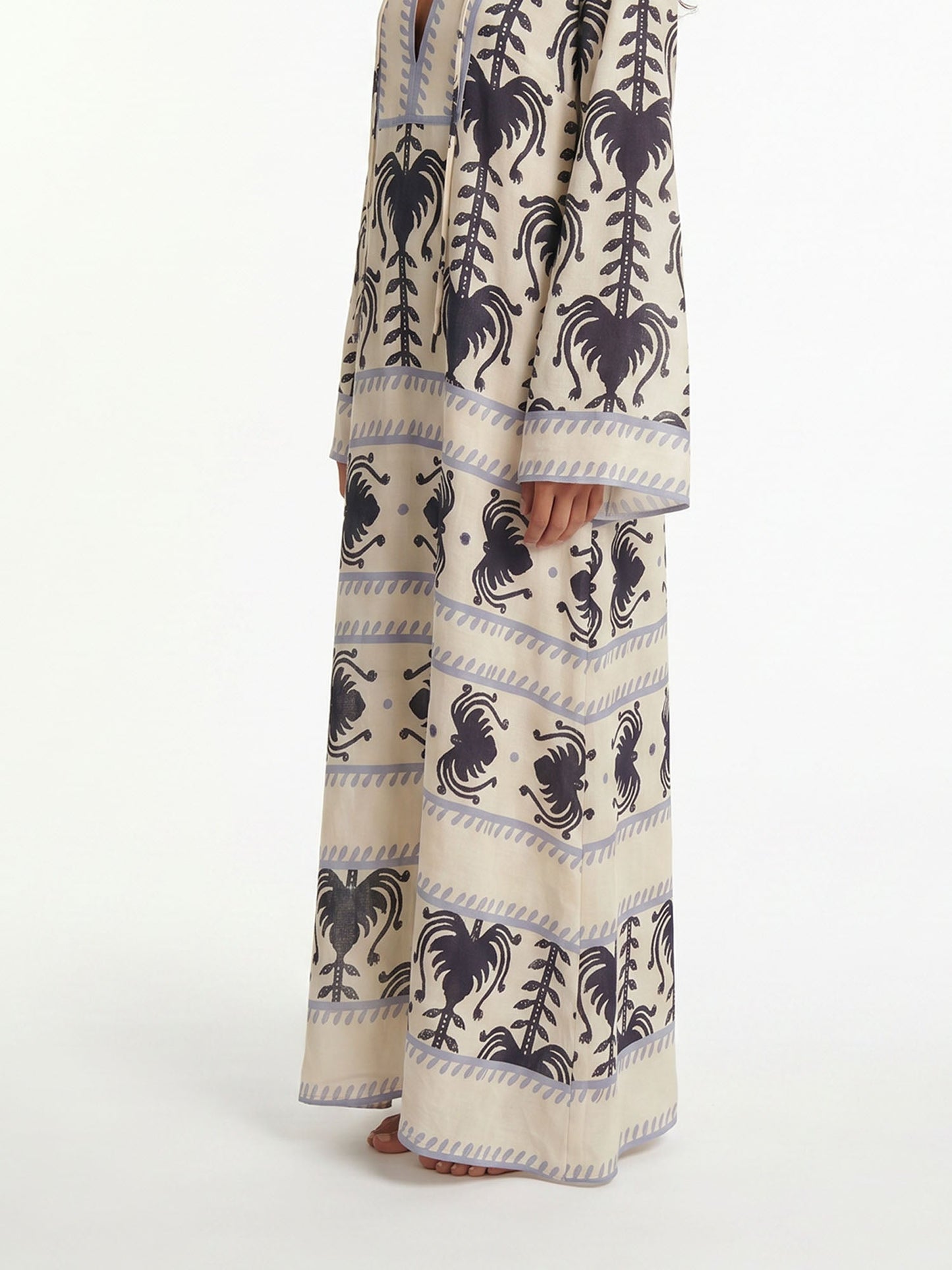 Bohemian Border Print V-Neck Maxi Dress