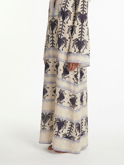 Bohemian Border Print V-Neck Maxi Dress