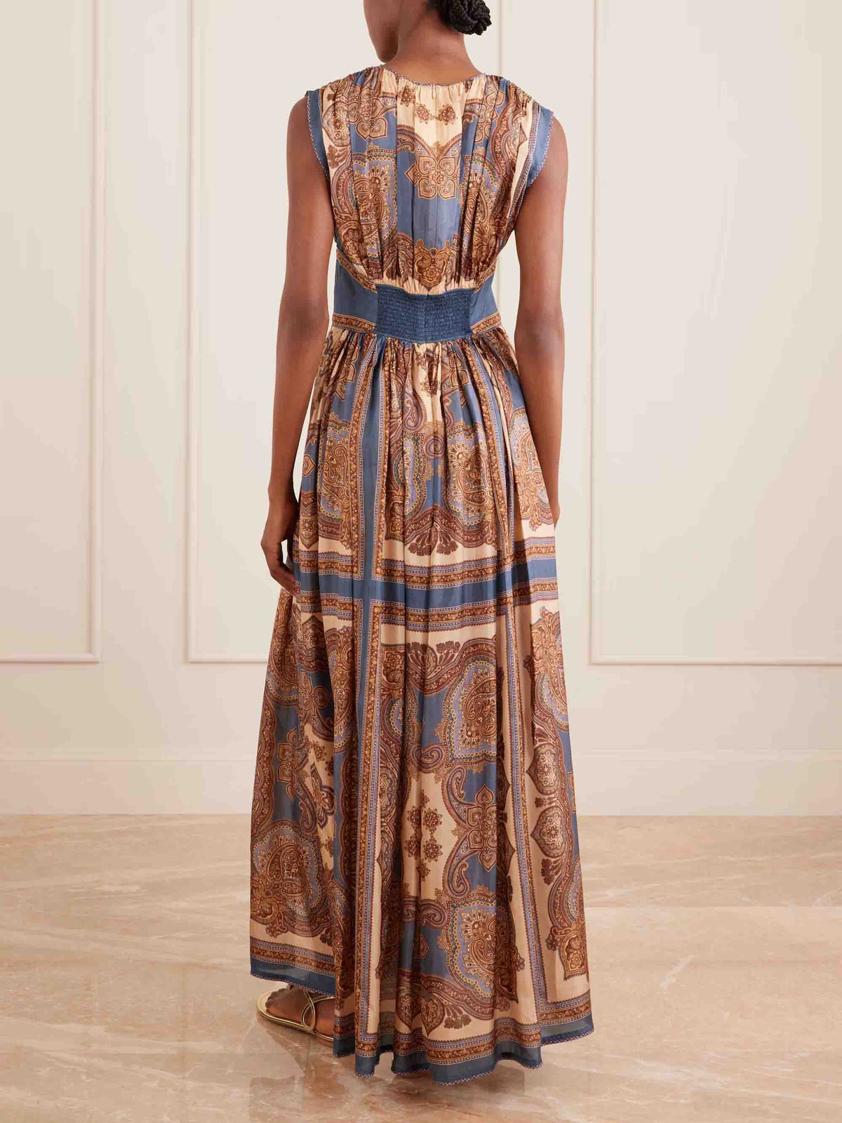 Retro Paisley Print Side Slit Maxi Dress