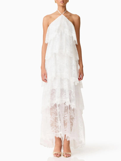 Elegant Lace Cami Tiered Maxi Dress