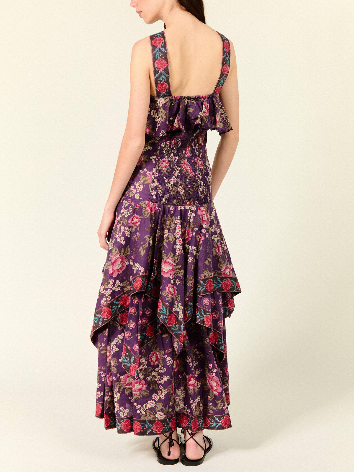 Floral Print Cross Halter Maxi Dress