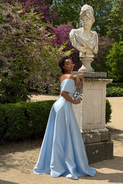 Elegant One-Shoulder Foldover Satin A-Line Maxi Dress