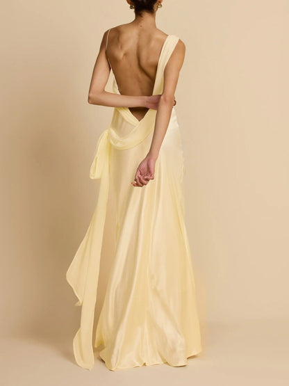 Elegant Satin One-Shoulder Mermaid Maxi Dress