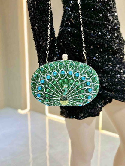 Retro Peacock Rhinestone Party Clutch Bag