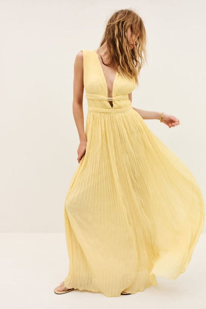 Deep V-Neck Maxi Dress