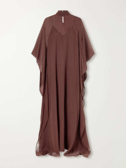Elegant Rhinestone-Embellished Chiffon Kaftan Maxi Dress