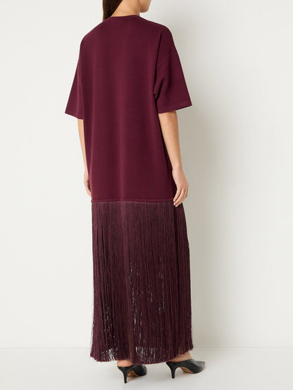 Casual Fringe Short Sleeve Maxi Dress