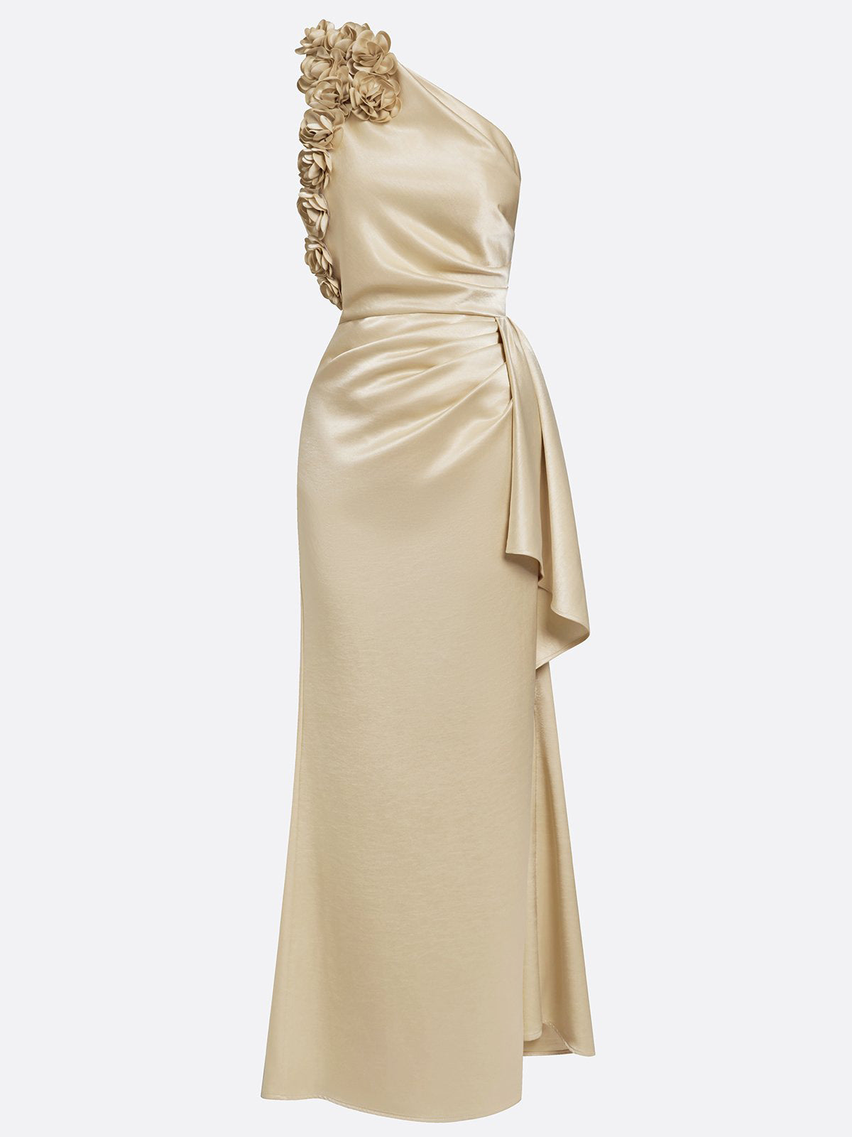 Elegant Satin One-Shoulder Mermaid Evening Maxi Dress