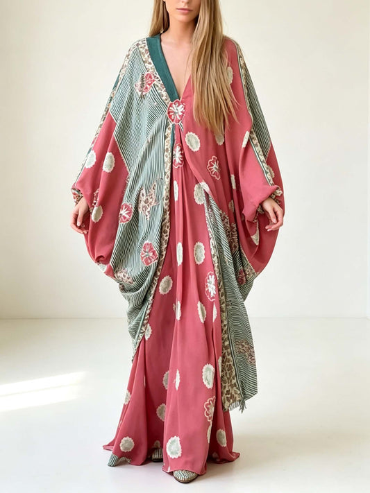 Bohemian Print Kaftan Maxi Dress