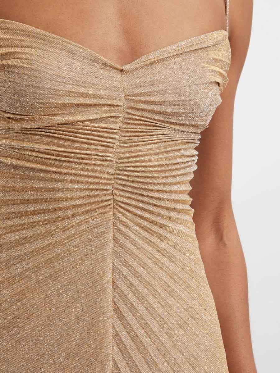 Sexy Shimmer Spaghetti Strap Pleated Midi Dress