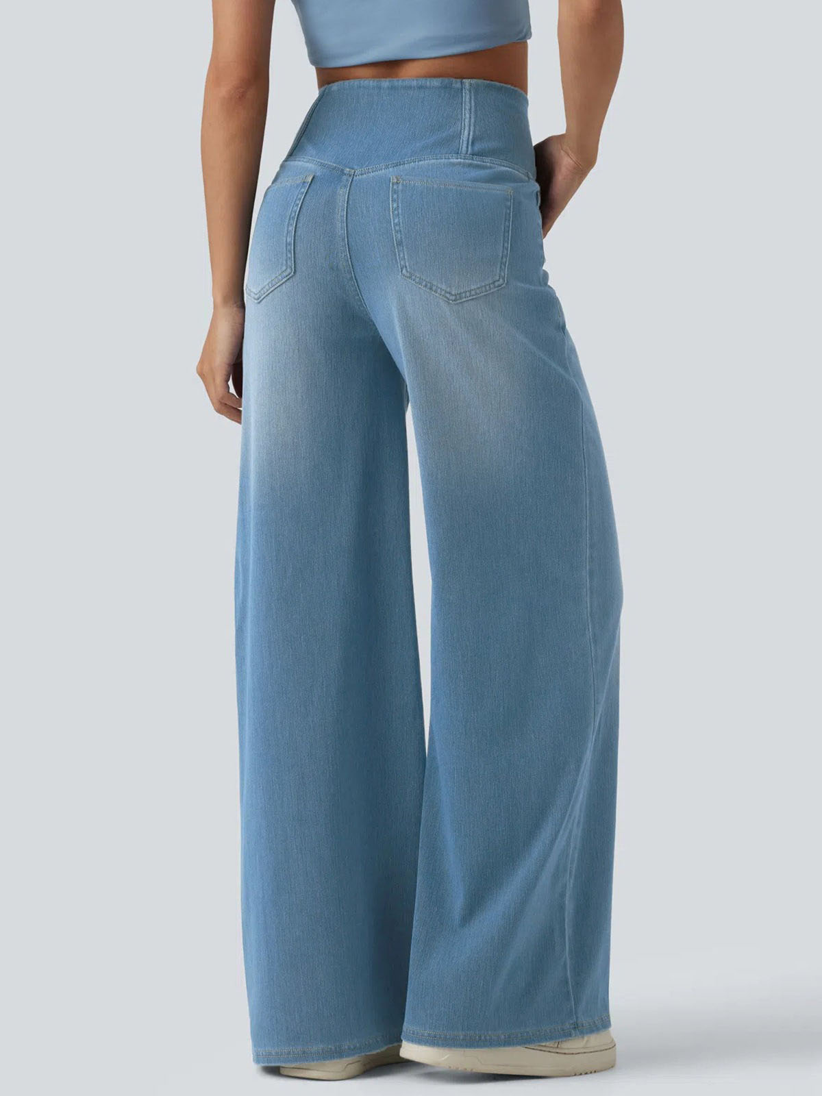 High-Waisted Stretch Denim Pants