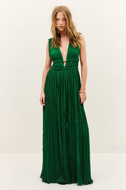 Deep V-Neck Maxi Dress