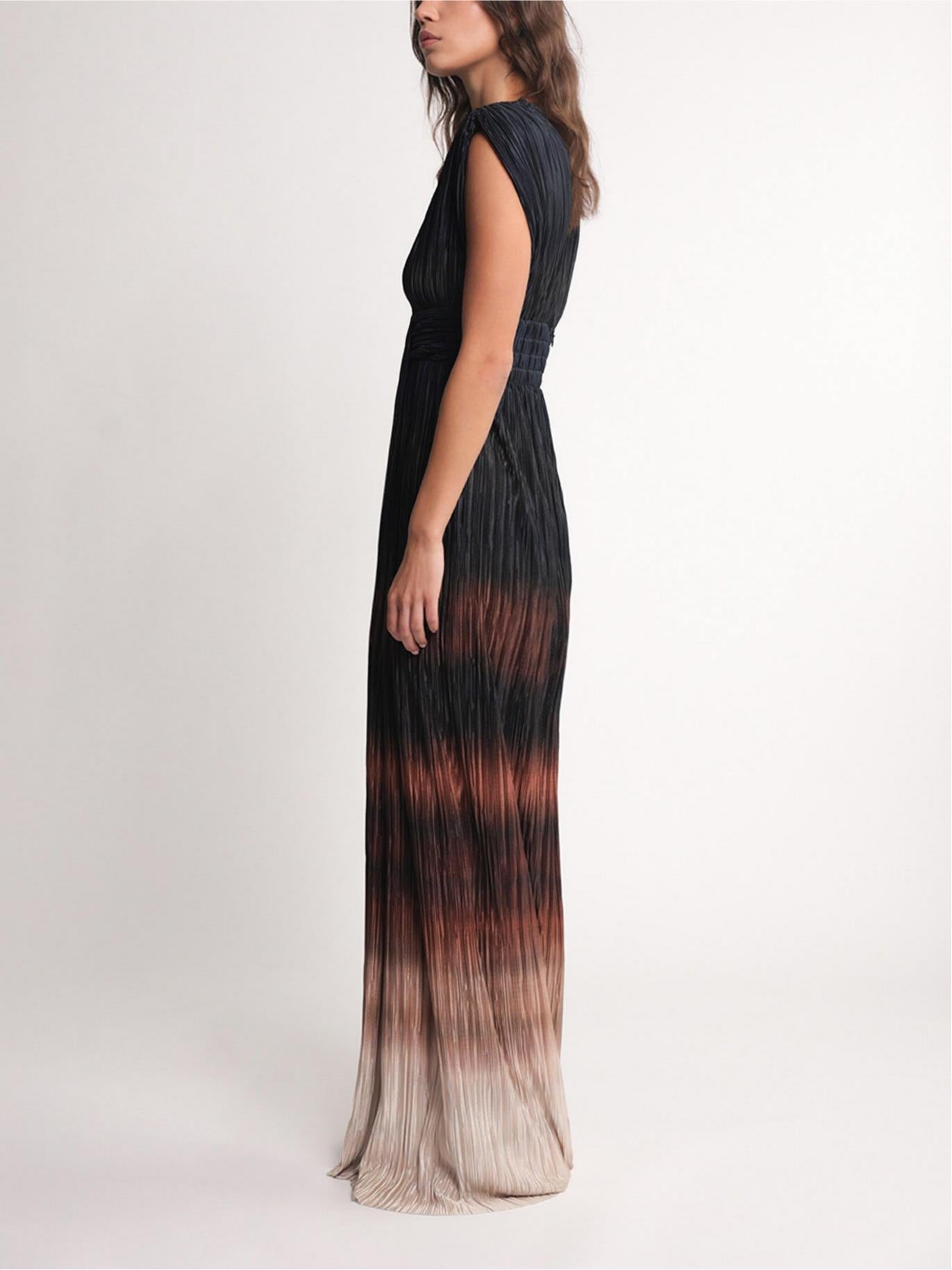 Elegant Deep V-Neck High Slit Maxi Dress