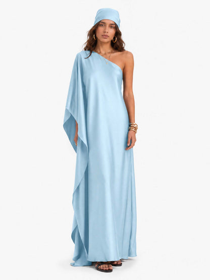 Elegant One-Shoulder Satin Maxi Dress