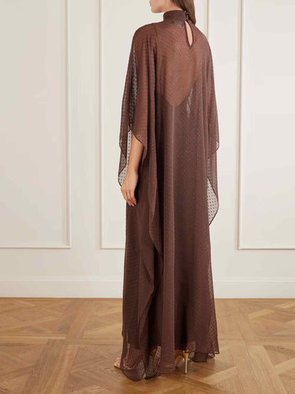 Elegant Rhinestone-Embellished Chiffon Kaftan Maxi Dress