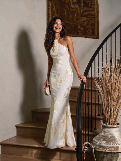 Legant 3D Floral Backless Maxi Dress