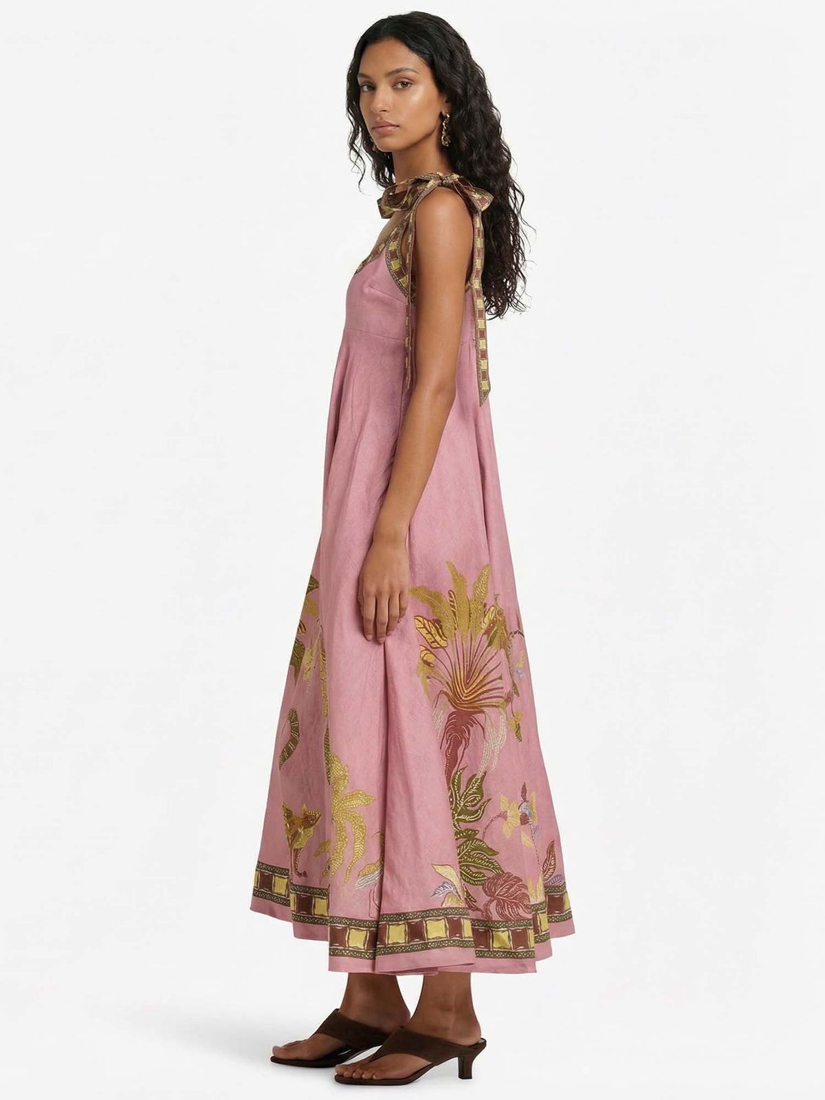 Unique Tropical Lizard Print Maxi Dress