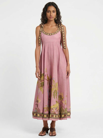 Unique Tropical Lizard Print Maxi Dress