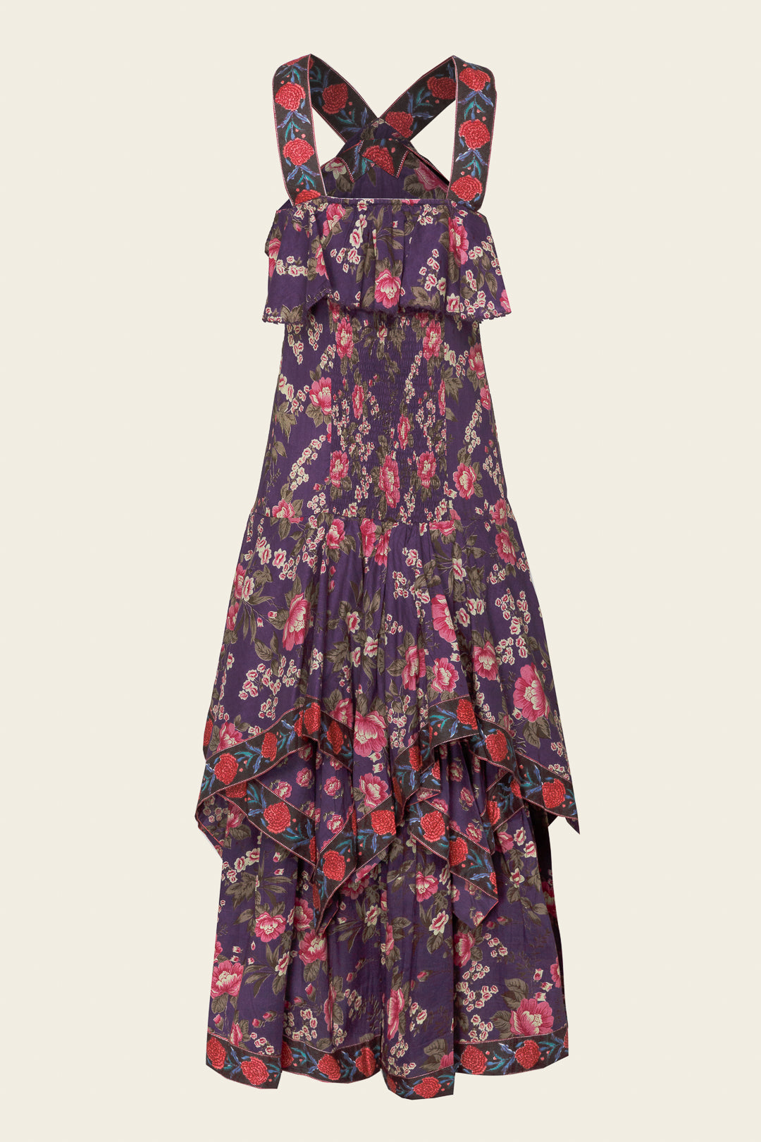Floral Print Cross Halter Maxi Dress