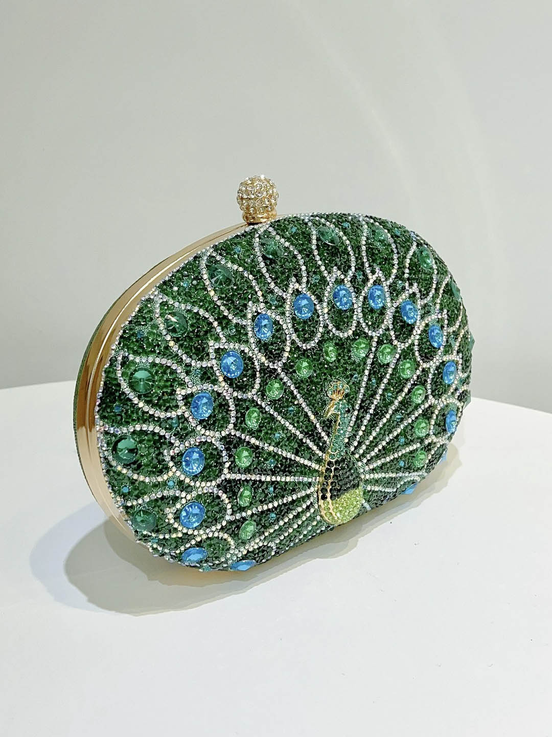 Retro Peacock Rhinestone Party Clutch Bag