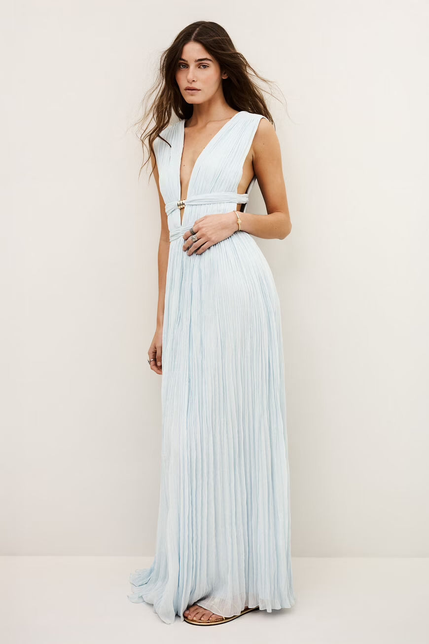 Deep V-Neck Maxi Dress