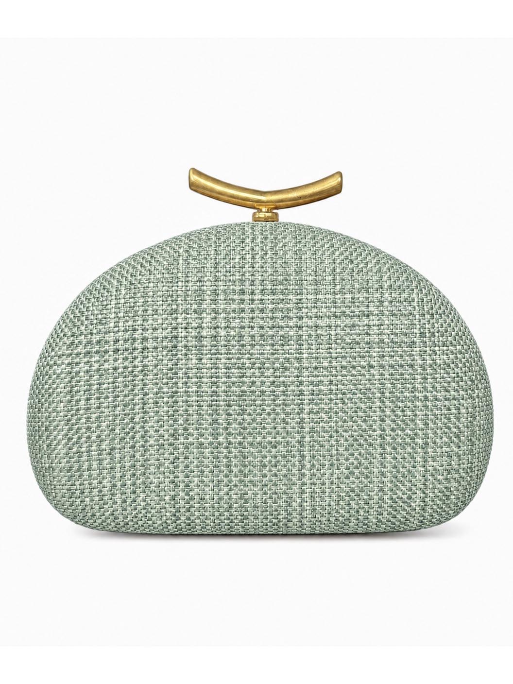 Fashion Half-Moon Woven Straw Clutch Bag