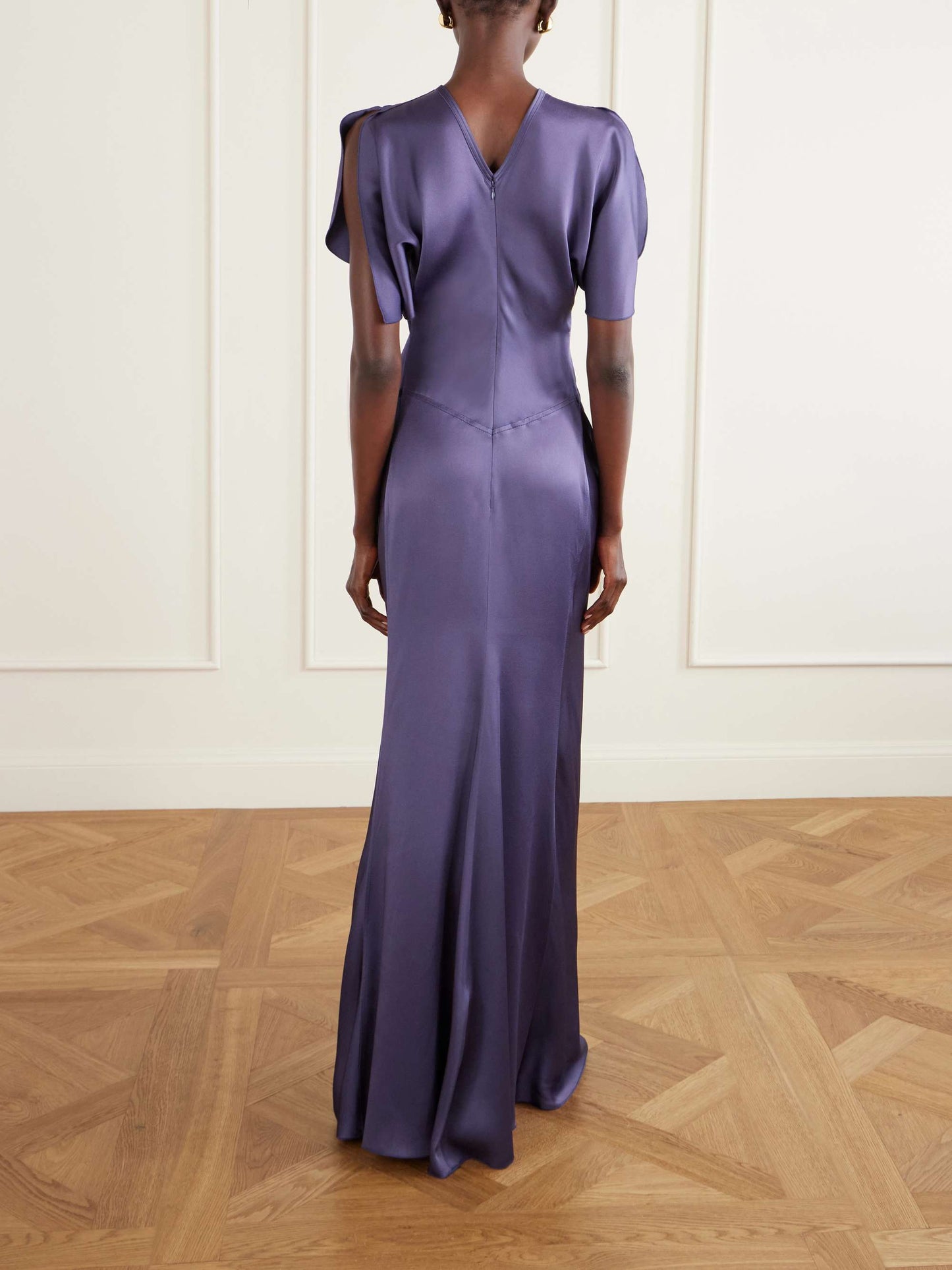 Satin Flutter Sleeve Dress