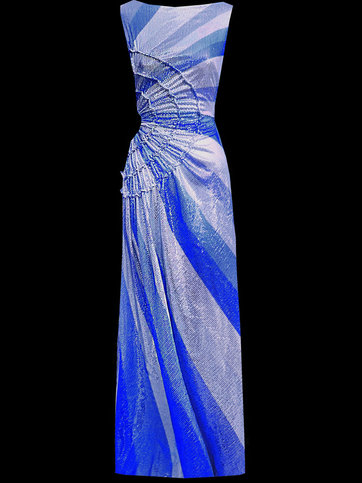 Sequin Diagonal Stripe Cut-Out Waist Maxi Dress