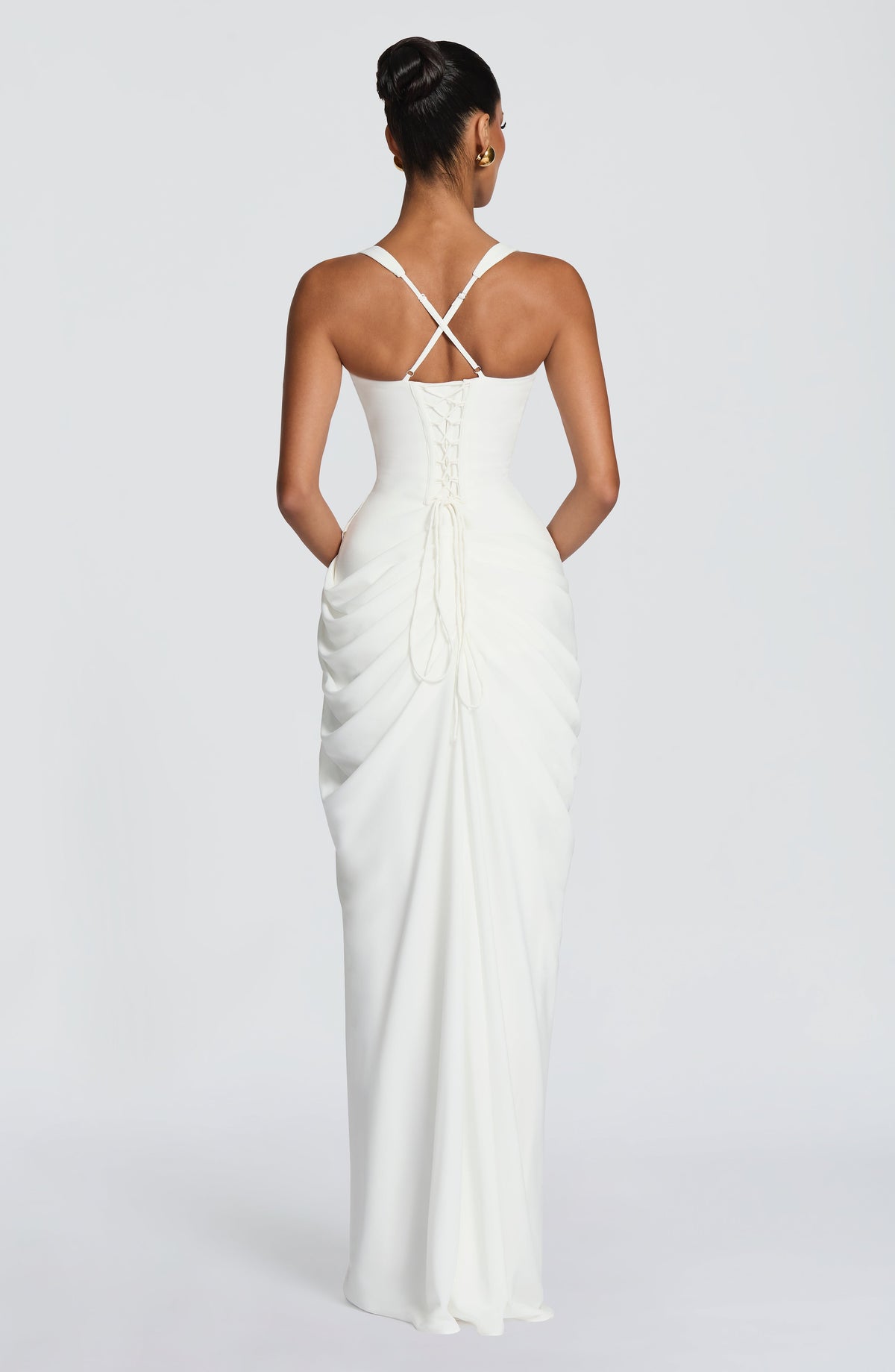 Ruched Spaghetti Strap Slit Maxi Dress