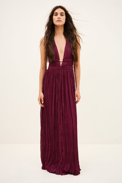Deep V-Neck Maxi Dress