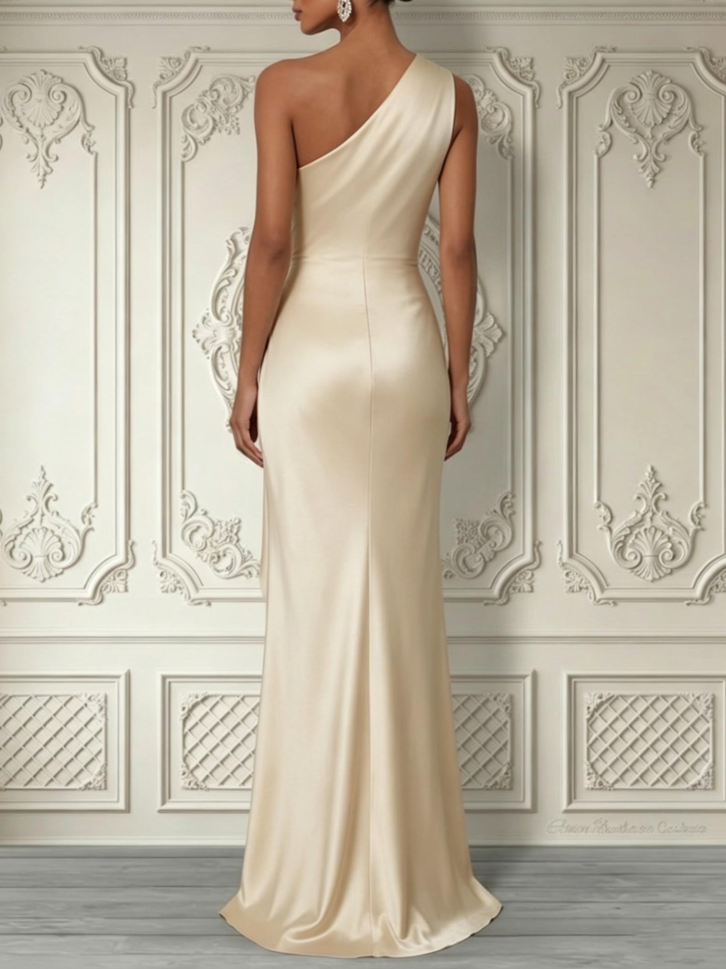 Elegant Satin One-Shoulder Mermaid Evening Maxi Dress
