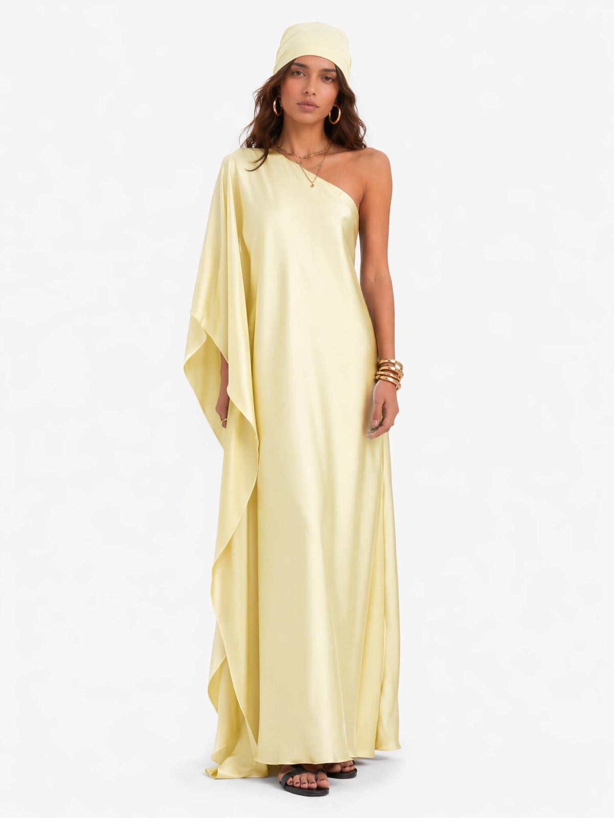 Elegant One-Shoulder Satin Maxi Dress