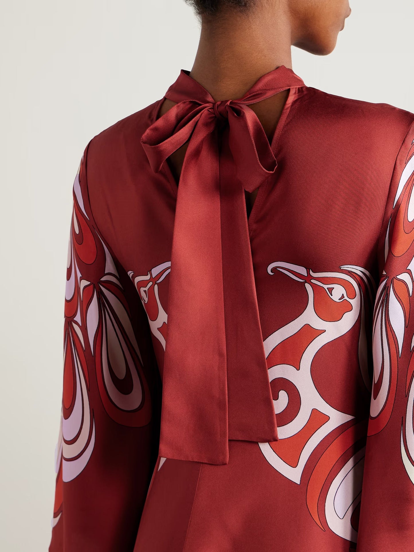 Unique Abstract Peacock Floral Print Flare Sleeve Maxi Dress
