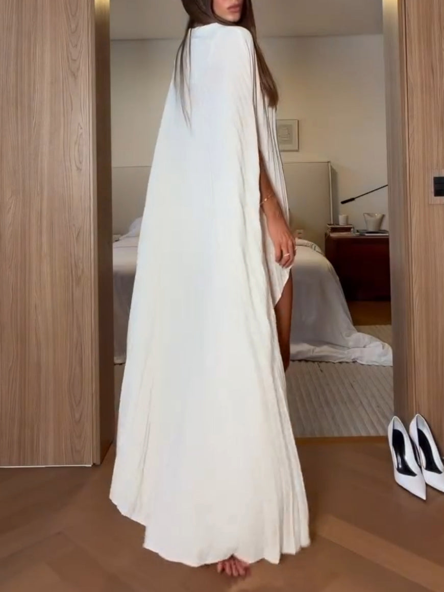 Elegant Pleated Cape Two-Piece Set