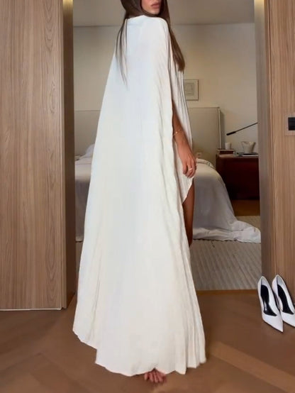 Elegant Pleated Cape Two-Piece Set