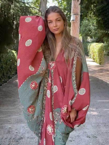 Bohemian Print Kaftan Maxi Dress