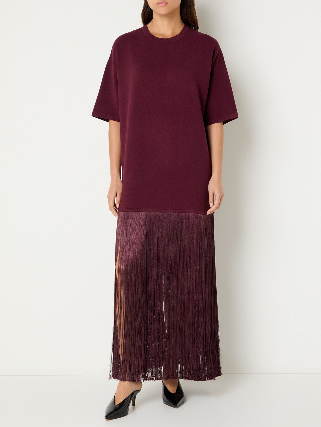 Casual Fringe Short Sleeve Maxi Dress