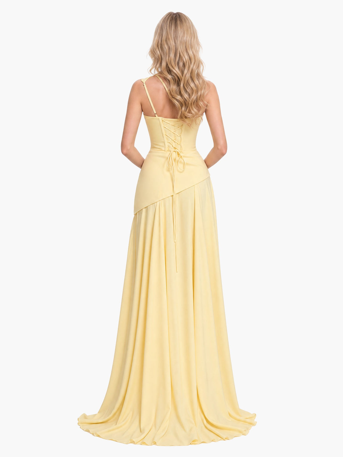 Elegant One-Shoulder Ruched Chiffon Tie-Waist Maxi Dress
